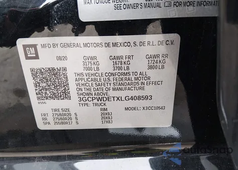 2020 Chevrolet Silverado 1500 2Wd Short Bed Rst from USA, damaged, VIN 3GCPWDETXLG408593
